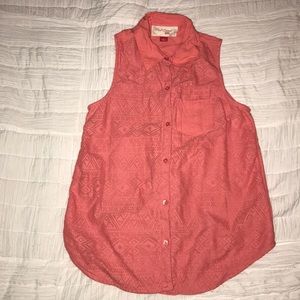 Girls button down pink tank top size Large